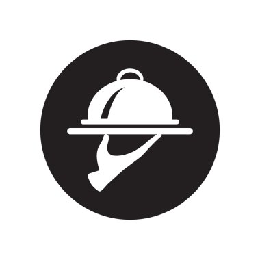 Yemek servis tepsisi tabağı. siyah simgesi