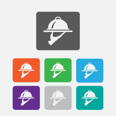 Yemek servis tepsisi tabağı. renkli kare düğme 