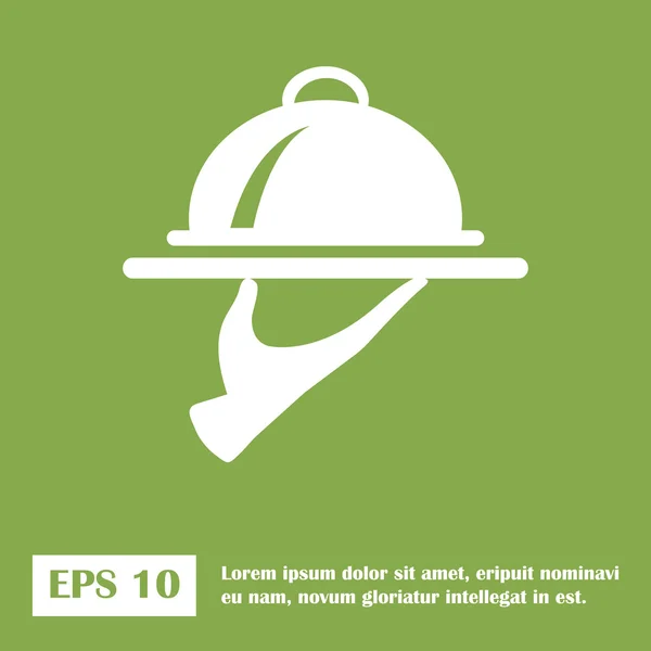 Yemek servis tepsisi tabağı. Yeşil simge. vektör — Stok Vektör