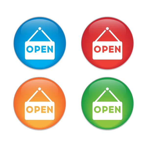 Open het pictogram. Open teken. glanzende knop — Stockvector