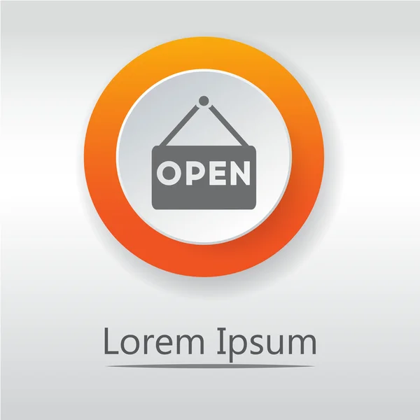 Open Icon. Open Sign. orange button. vector — Stock Vector