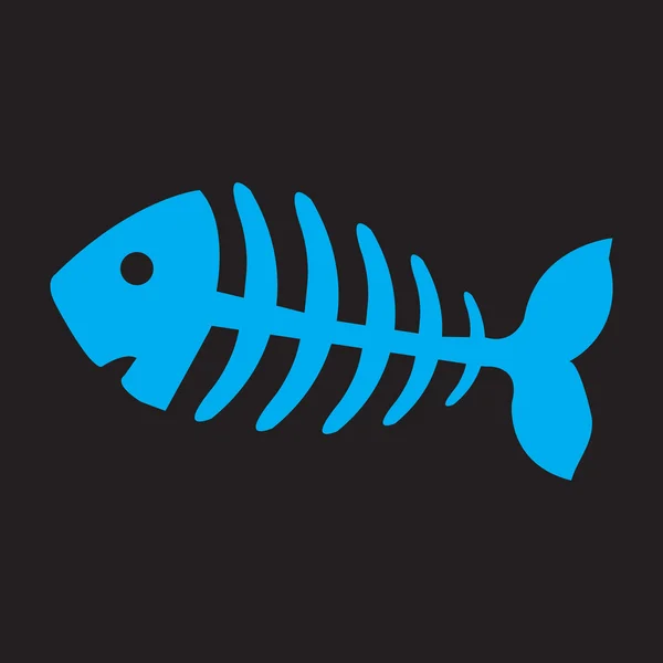 Hueso de pescado, esqueleto de pescado. icono negro — Vector de stock