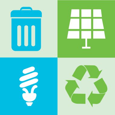 vektör yeşil Eko enerji Icons set.