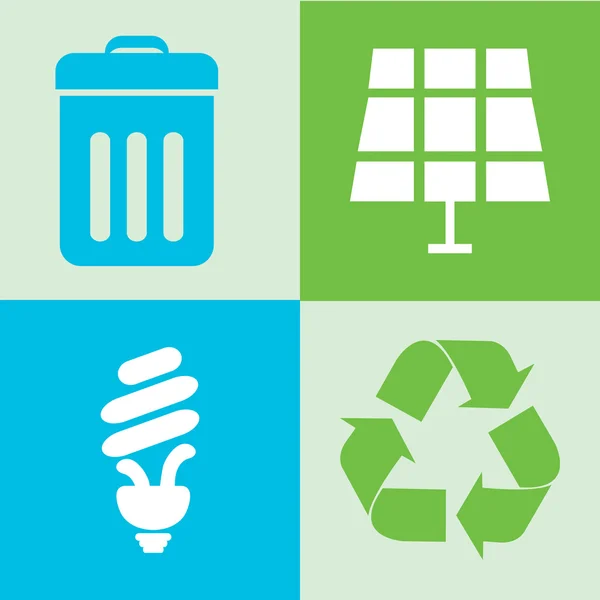 Vetor verde conjunto de ícones de energia eco . — Vetor de Stock