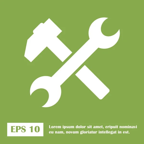 Icona del vettore Hammer And Wrench. simbolo piatto, angoli arrotondati, sfondo bianco . — Vettoriale Stock