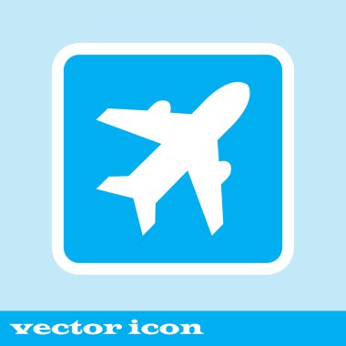 Uçak işareti. Uçak sembolü. Seyahat etmek simge. Uçuş düz etiket. Klasik düz simgesi. Vektör