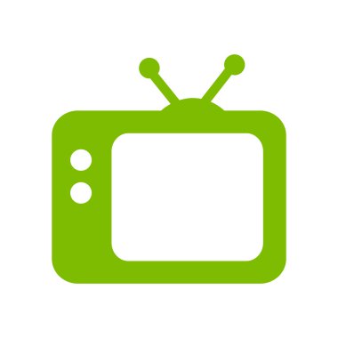 TV vektör simgesi. Retro tv simgesi. Yeşil simge
