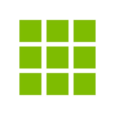  Küçük kılavuz simgesi. Galeri Görünümü seçeneği sembolü. Klasik düz simgesi. Vektör. Yeşil simge