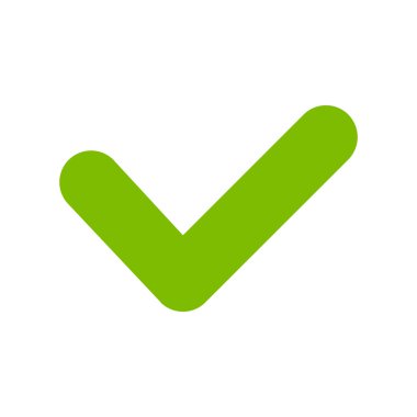 Evet simgesi. Yeşil vektör simgesi