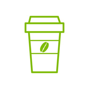 Paket servisi olan restoran kağıt kahve fincanı simge. Yeşil simge