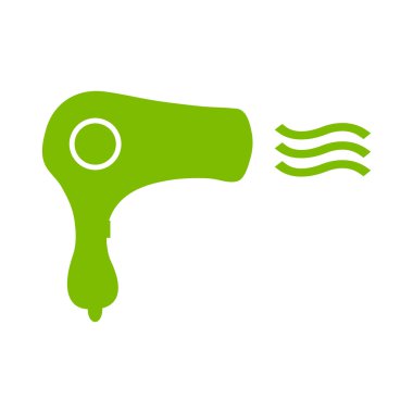 Saç kurutma makinesi işareti simgesi. Saç kurutma sembolü. Sıcak hava üfleme. Aç. Klasik düz simgesi. Vektör