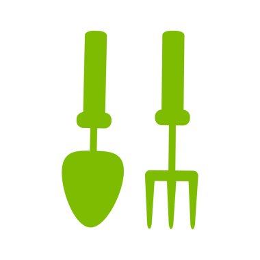 Bahçe malzemeleri holding eller. Bahçecilik aletleri. Yeşil simge