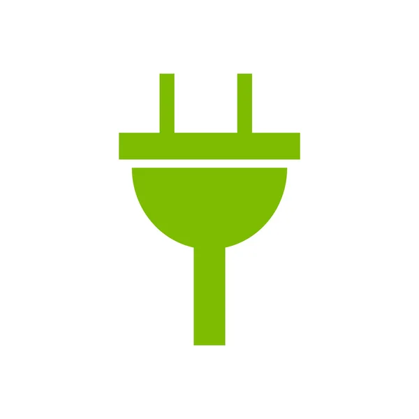 Enchufe signo de electricidad icono. icono verde — Vector de stock