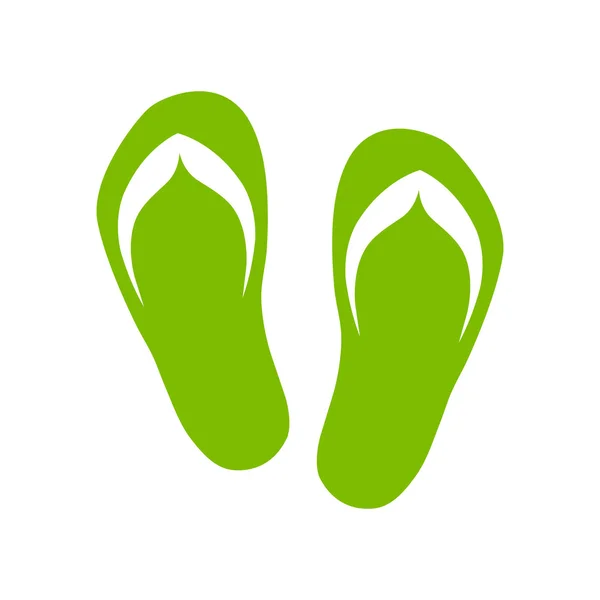 Paar Flip Flops. grünes Symbol — Stockvektor