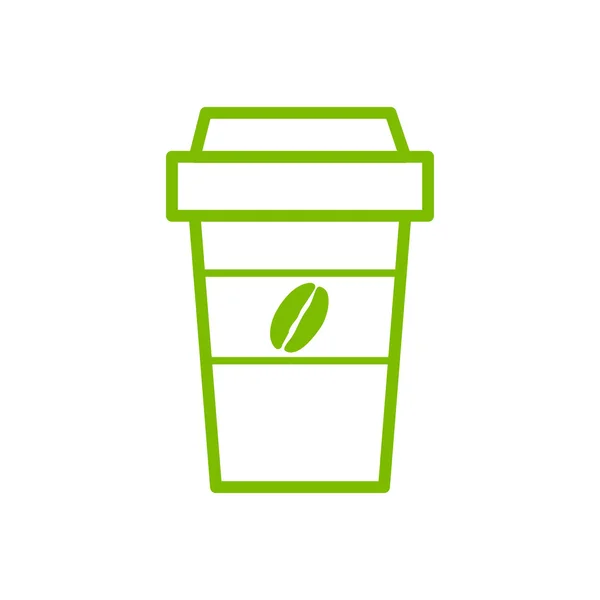 Icono de taza de café de papel para llevar. icono verde — Vector de stock