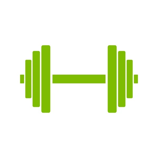 Echipament de sport. Dumbbell - Icoana vectorială izolată. pictogramă verde — Vector de stoc