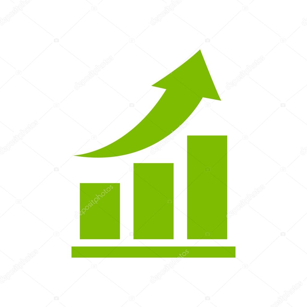 Vector growing graph icon. Infographic chart vector. green icon