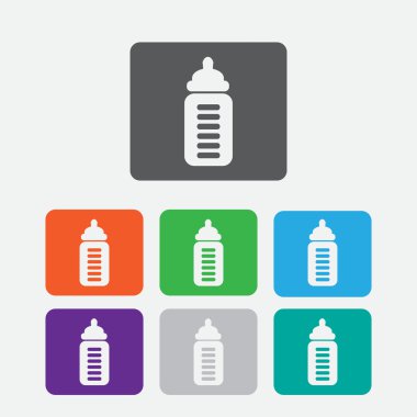 Bebek süt şişesi simgesi. renkli kare düğme