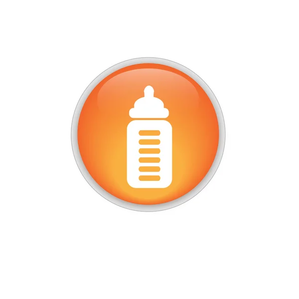 Baby milk bottle icon. orange button — Stock Vector