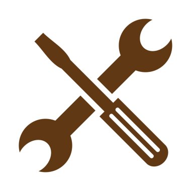 Anahtar ve tornavida vektör simgesini. Tarzıdır bicolor düz sembolü, kobalt, yuvarlak açılar, beyaz arka plan.