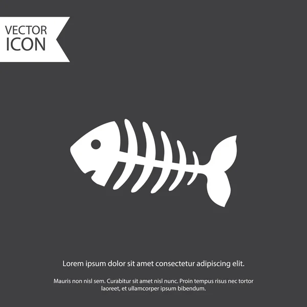Balık kemik, iskelet balık. gri simgesi — Stok Vektör