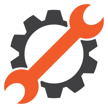 Service simgesini. Modern corporation turuncu ve gri izole bu düz sembolü kullanır renkleri.