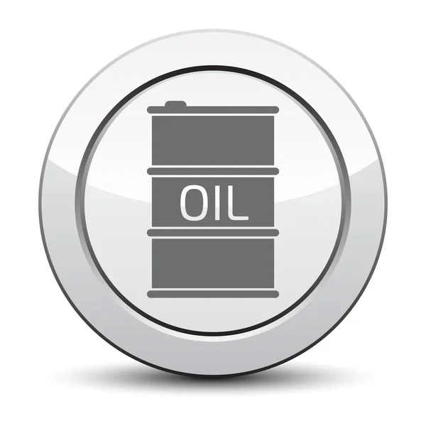 Olej z beczki ikona lub znak, ilustracji wektorowych. przycisk srebro — Wektor stockowy