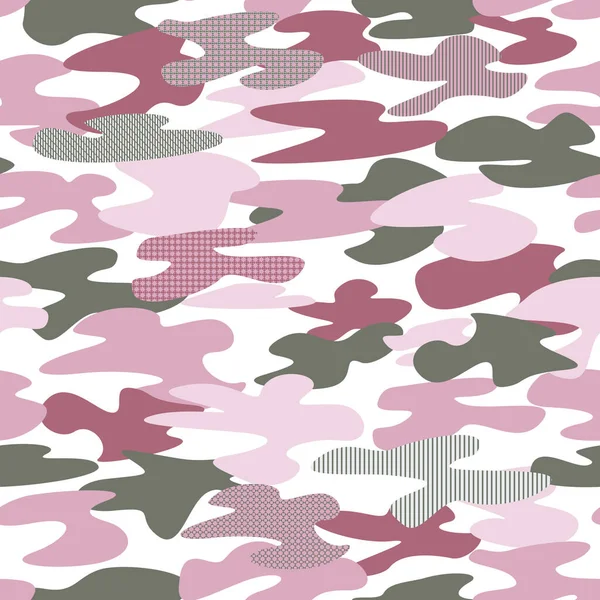 Fondo Camuflaje Femenino Rosa Caqui Textura Militar Vectorial Sin Costuras — Vector de stock