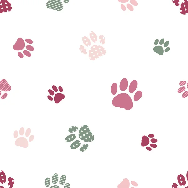 Stylized Illustration Footprints Cat Paws Seamless Vector Background Cute Pattern — Stock Vector