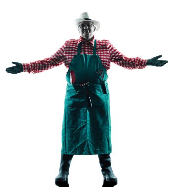 Bahçıvan adam Bahçe izole siluet