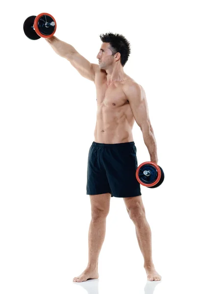 Mann Gewichte Übungen isoliert — Stockfoto