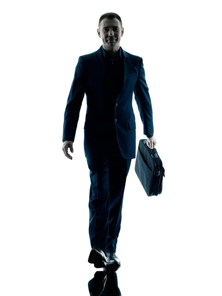Biznes człowiek spaceru sylwetka na białym tle — Zdjęcie stockowe
