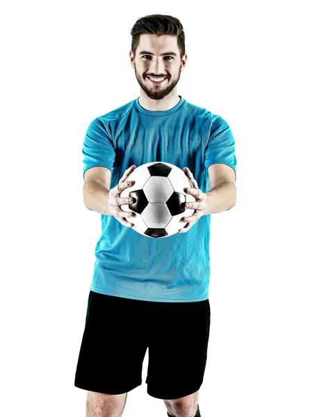 Piłka nożna gracz mężczyzna na białym tle — Zdjęcie stockowe