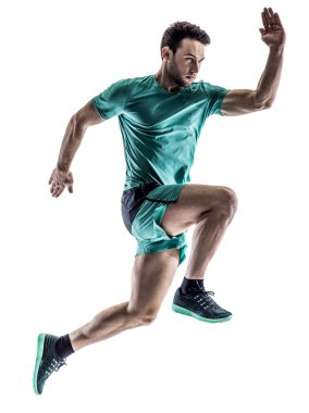 adam atlet jogger izole çalıştıran