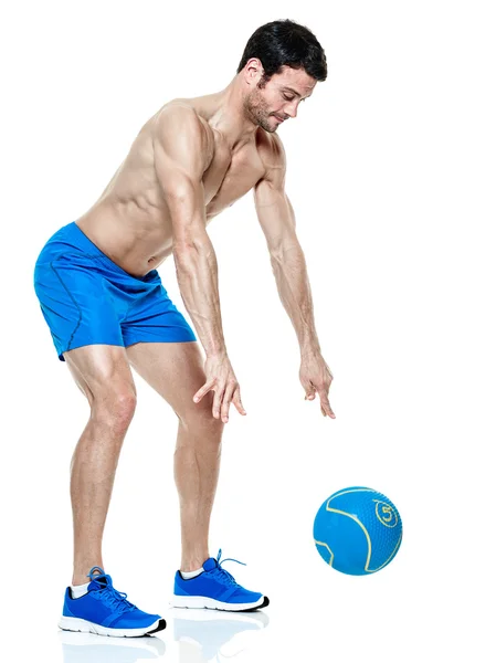 Ćwiczenia fitness mężczyzna na białym tle — Zdjęcie stockowe