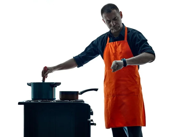 Hombre cocina chef silueta aislado —  Fotos de Stock