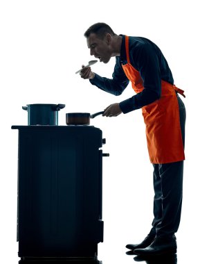 adam pişirme Şef siluet izole