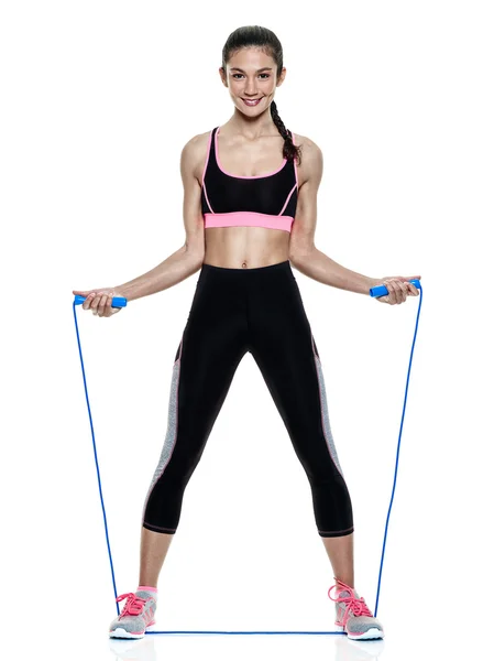 Vrouw fitness oefeningen geïsoleerd — Stockfoto