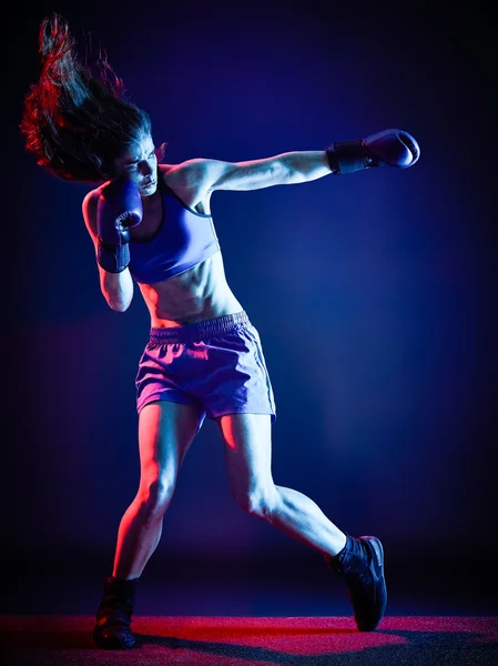 Žena boxer boxu izolované — Stock fotografie