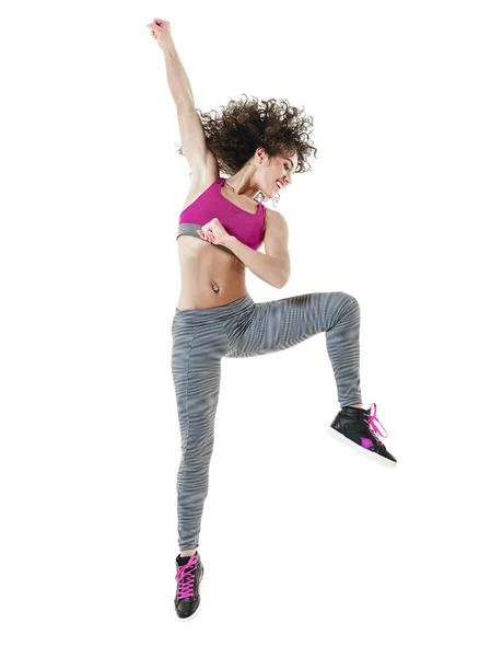 Mulher dançarina exercícios de fitness isolados — Fotografia de Stock