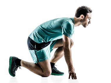 adam atlet jogger izole çalıştıran