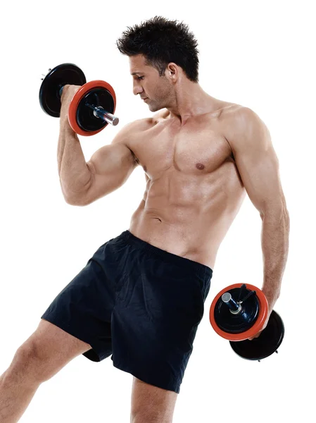 Man weights exercises isolated — Stock Photo, Image