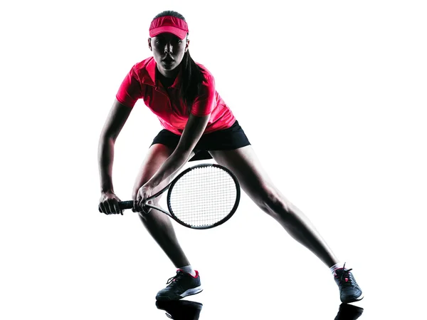 Vrouw tennis speler verdriet silhouet — Stockfoto