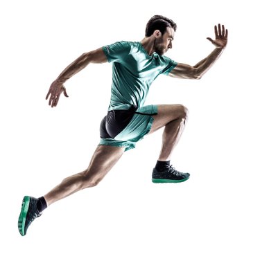 adam atlet jogger izole çalıştıran
