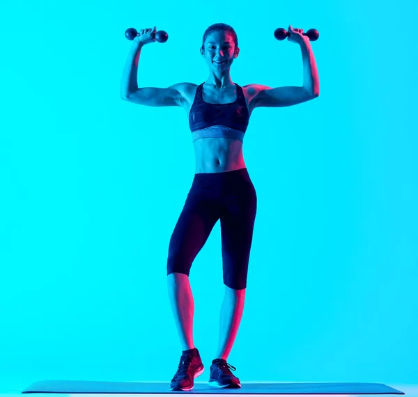 Exercices izole kadın fitness ağırlık — Stok fotoğraf