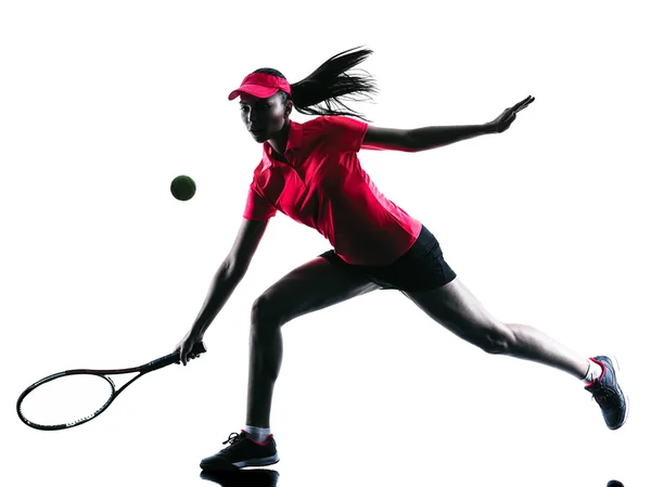 女性テニス プレーヤー悲しみシルエット — ストック写真