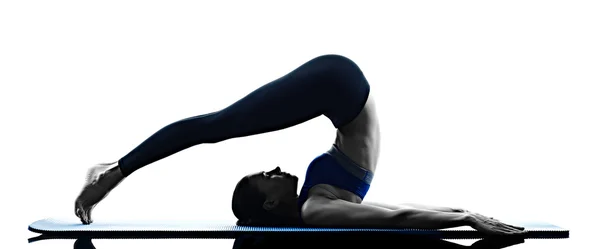 Kvinnan pilates övningar fitness isolerade — Stockfoto