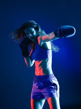 kadın boksör izole boks