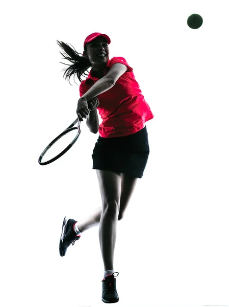 Жінка тенісистка сум силует — стокове фото