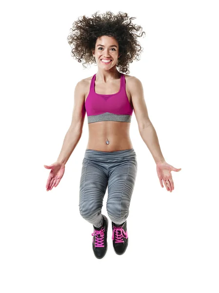 Woman dancer fitness exercises isolated — Stock Photo, Image